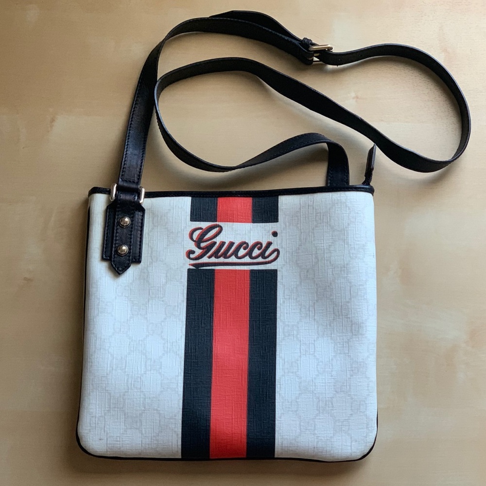 GUCCI Logo Cross Body Bag (Red Black & White)